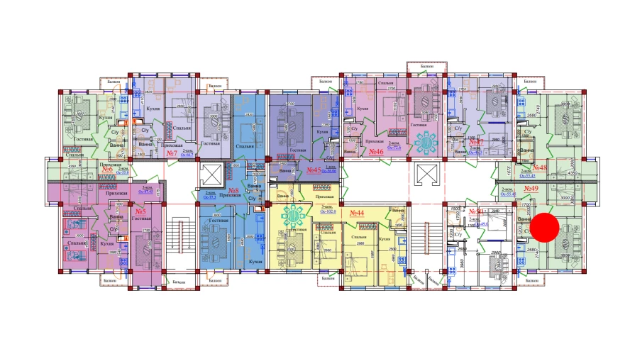 2-комнатная квартира 55.45 м²  9/9 этаж