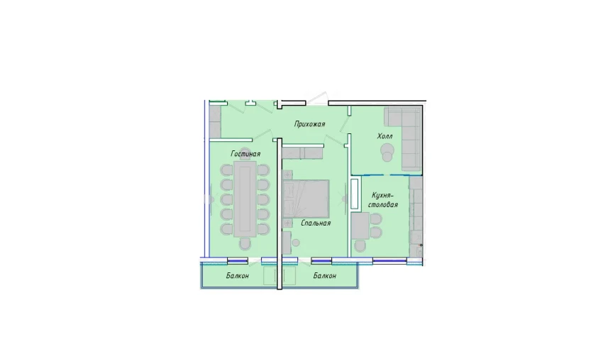 3-комнатная квартира 72.85 м²  8/12 этаж | Жилой комплекс SERGELI CITY