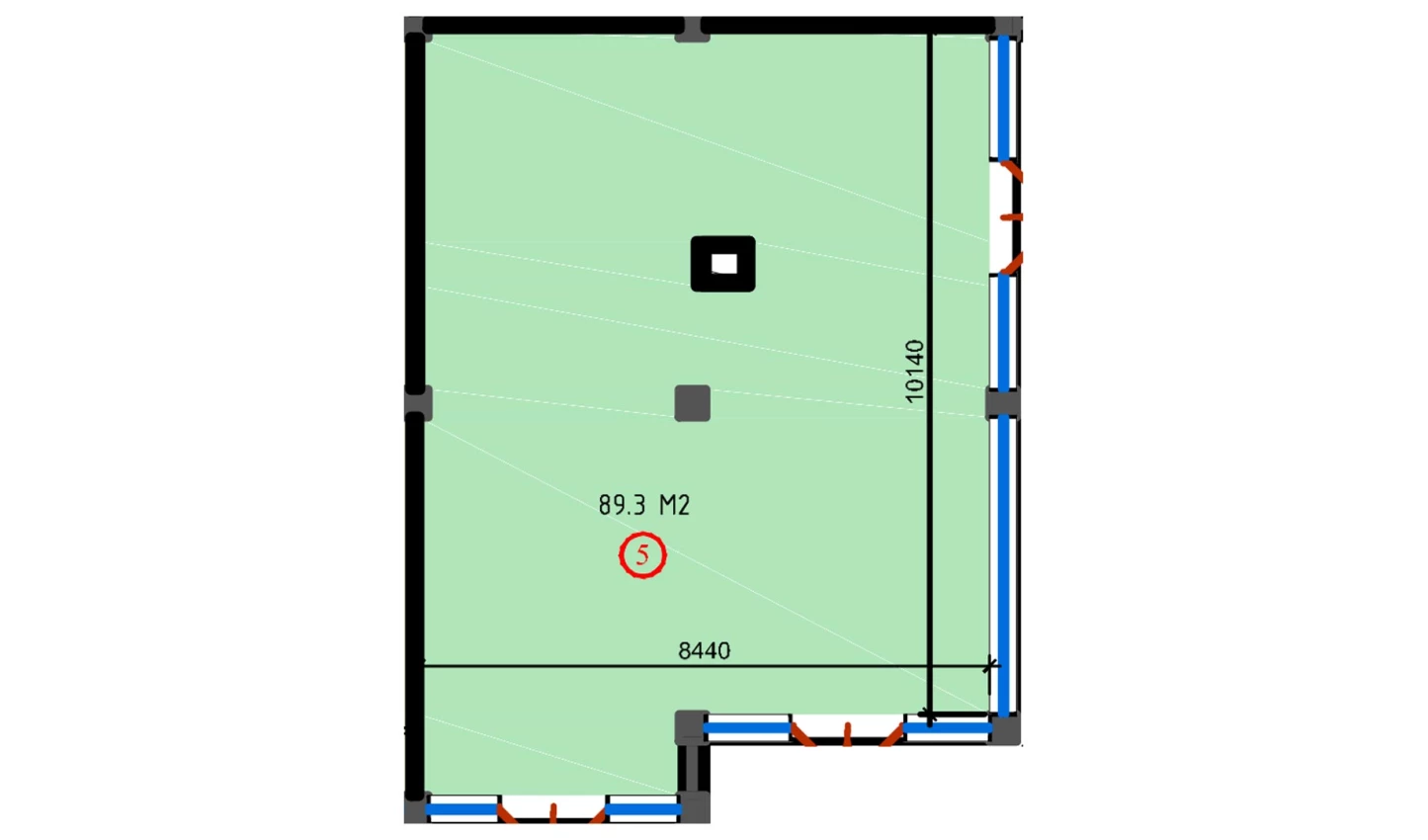 1-xonali xonadon 89.3 m²  2/2 qavat