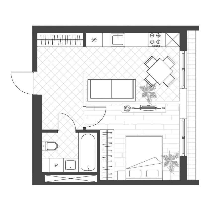 1-комнатная квартира 35 м²  12/12 этаж