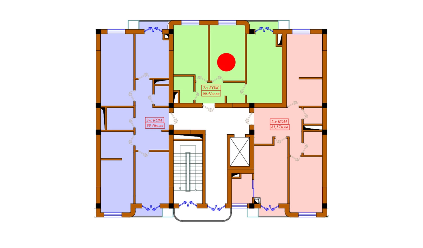 2-комнатная квартира 66.41 м²  10/10 этаж