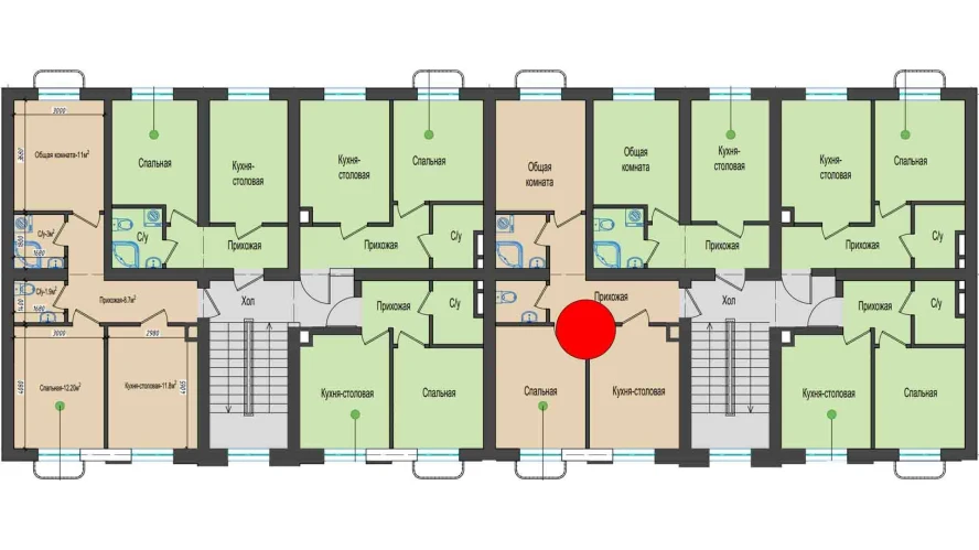 2-комнатная квартира 51.44 м²  2/2 этаж