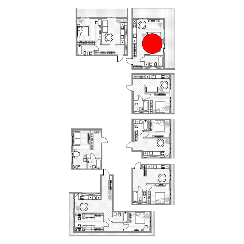 1-xonali xonadon 41 m²  5/12 qavat | PARVOZ Turar-joy majmuasi