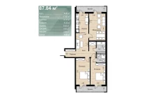 3-комн. квартира 87.84 м²  16/16 этаж | Жилой комплекс SOKIN DIYOR