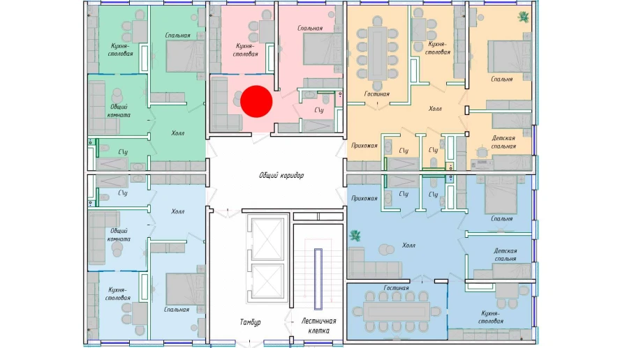 1-комнатная квартира 43.98 м²  1/1 этаж