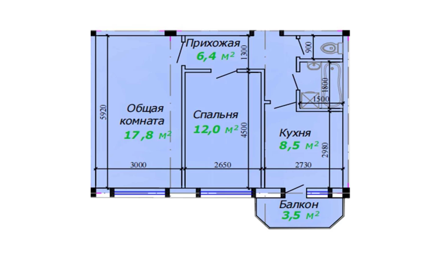 2-xonali xonadon 60.2 m²  2/2 qavat