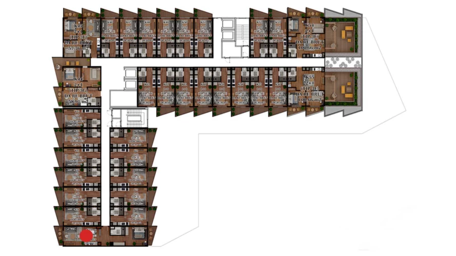 2-комнатная квартира 57.218 м²  2/2 этаж