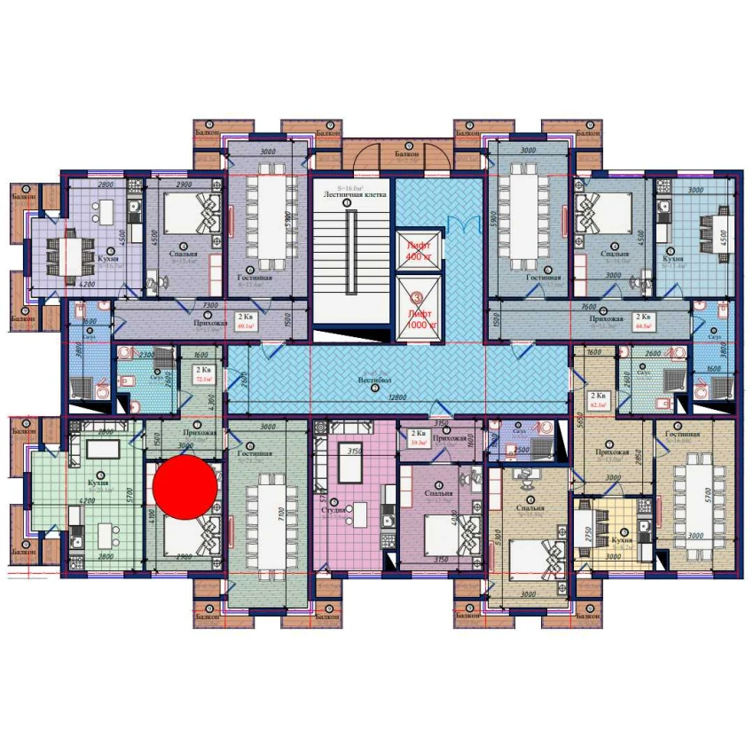 2-комнатная квартира 72.1 м²  5/5 этаж