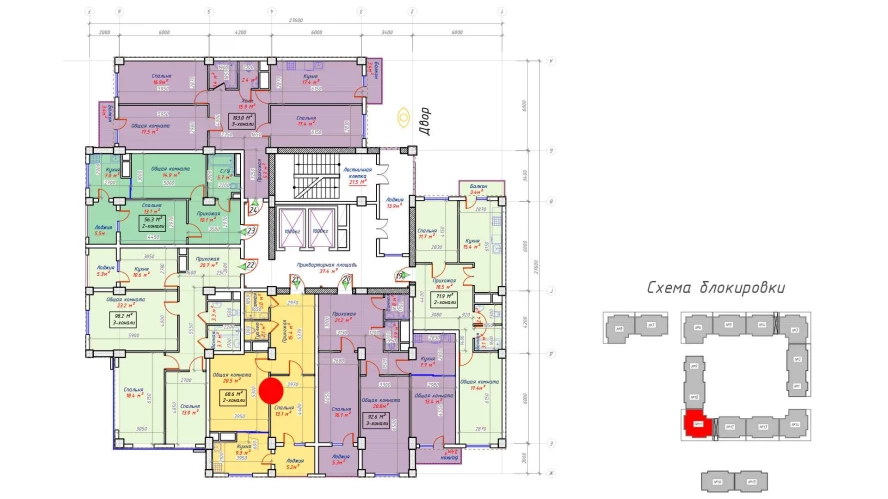 2-xonali xonadon 68.6 m²  9/9 qavat