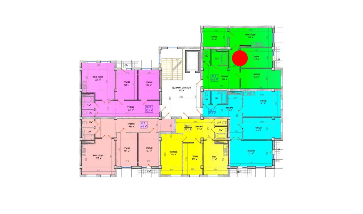 3-комнатная квартира 84.2 м²  2/2 этаж