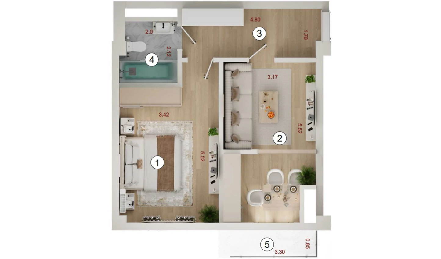 1-комнатная квартира 47.5 м²  10/10 этаж