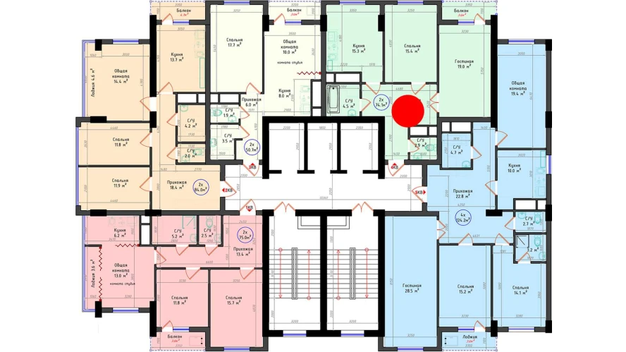 2-комнатная квартира 74.1 м²  20/20 этаж