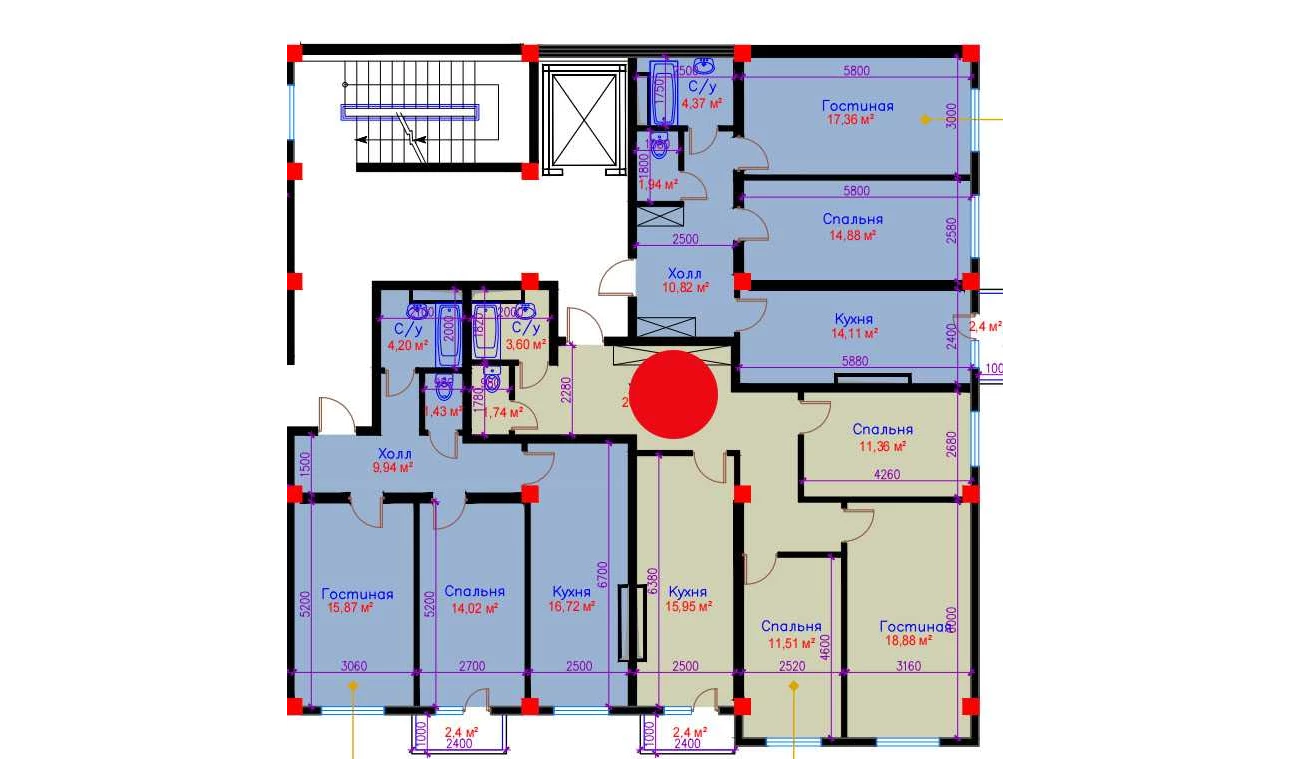 3-комнатная квартира 86.65 м²  9/9 этаж