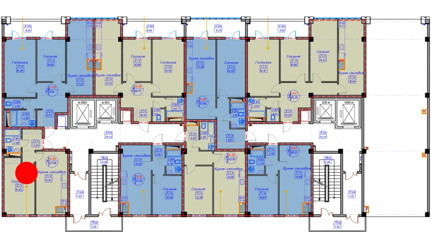 1-комнатная квартира 46.2 м²  1/1 этаж