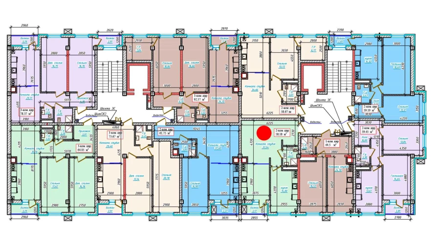 2-комнатная квартира 58.18 м²  7/7 этаж