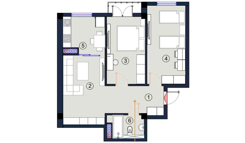 2-xonali xonadon 67 m²  3/9 qavat | FLORYA RESIDENCE Turar-joy majmuasi