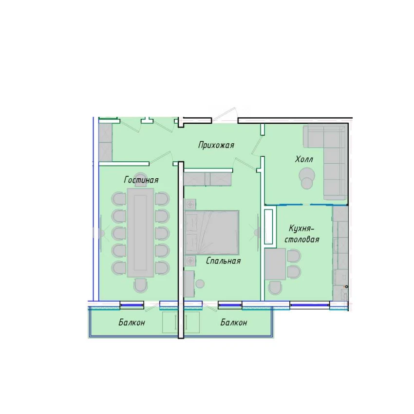 3-комн. квартира 72.85 м²  8/12 этаж | Жилой комплекс SERGELI CITY