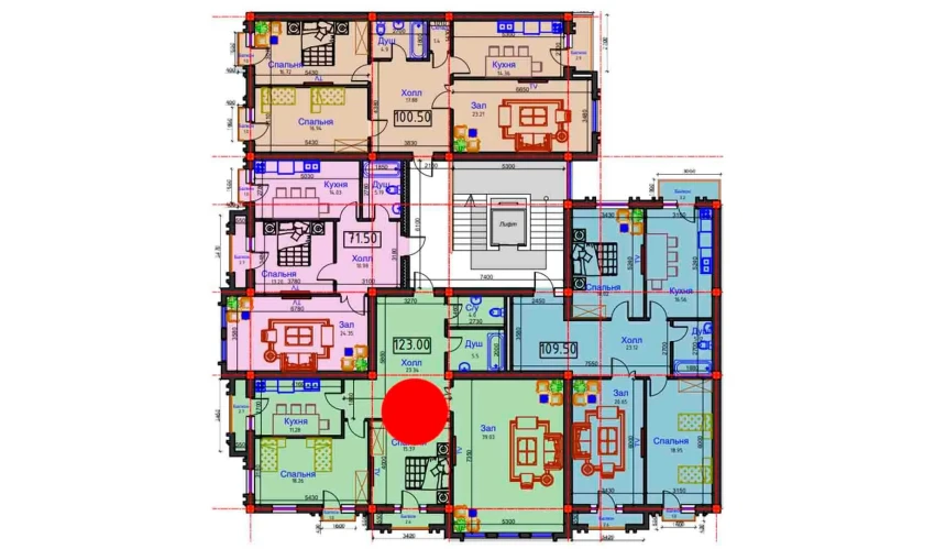 3-комнатная квартира 123 м²  4/8 этаж | Жилой комплекс BAHOR