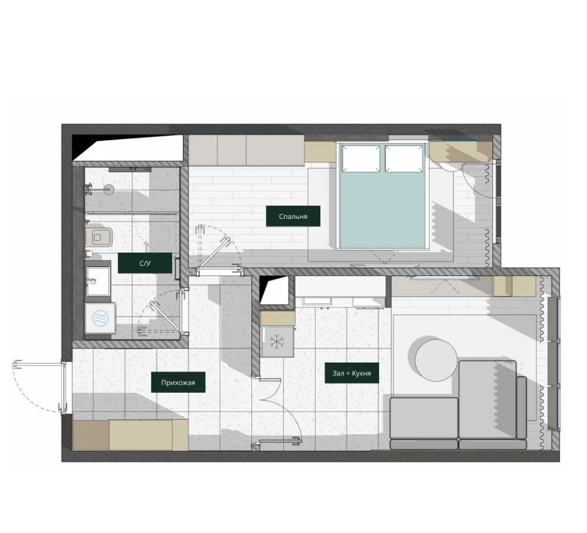 2-комнатная квартира 47.59 м²  17/17 этаж