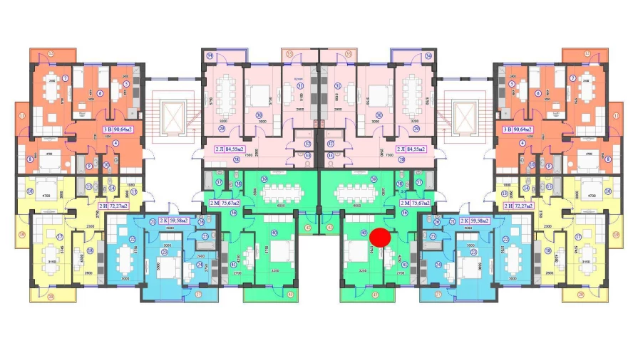 2-комнатная квартира 75.67 м²  2/2 этаж