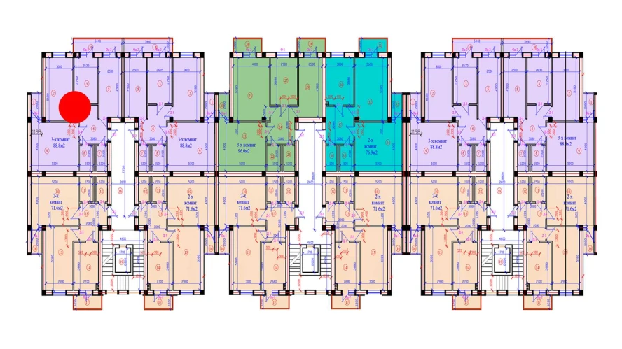 3-xonali xonadon 88.8 m²  7/7 qavat | G'IJDUVON CITY Turar-joy majmuasi