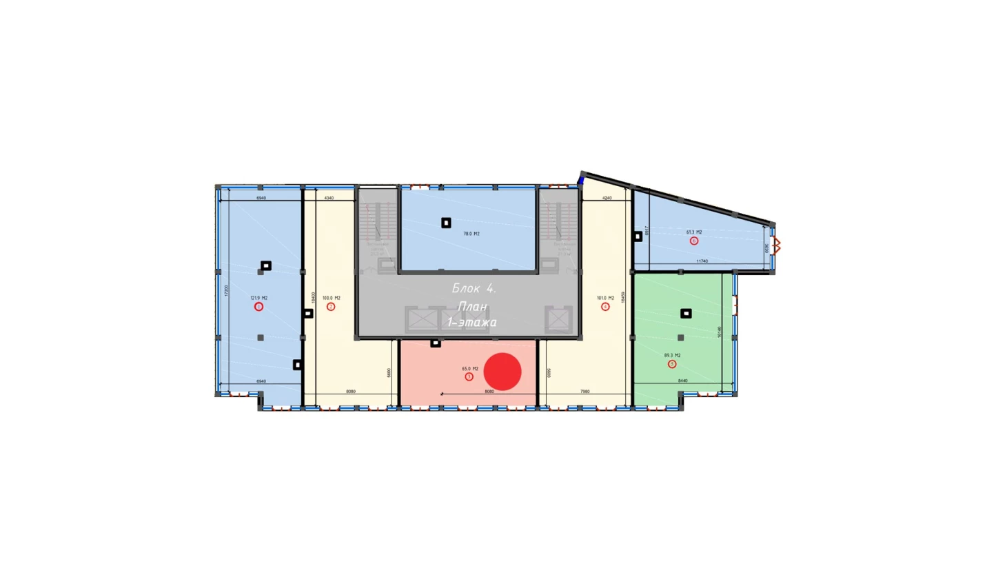 1-комнатная квартира 65 м²  2/2 этаж