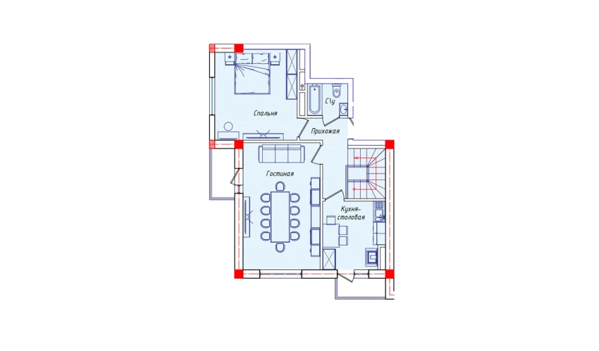 5-xonali xonadon 135.4 m²  7/8 qavat | STAR HOUSE RESIDENCE Turar-joy majmuasi