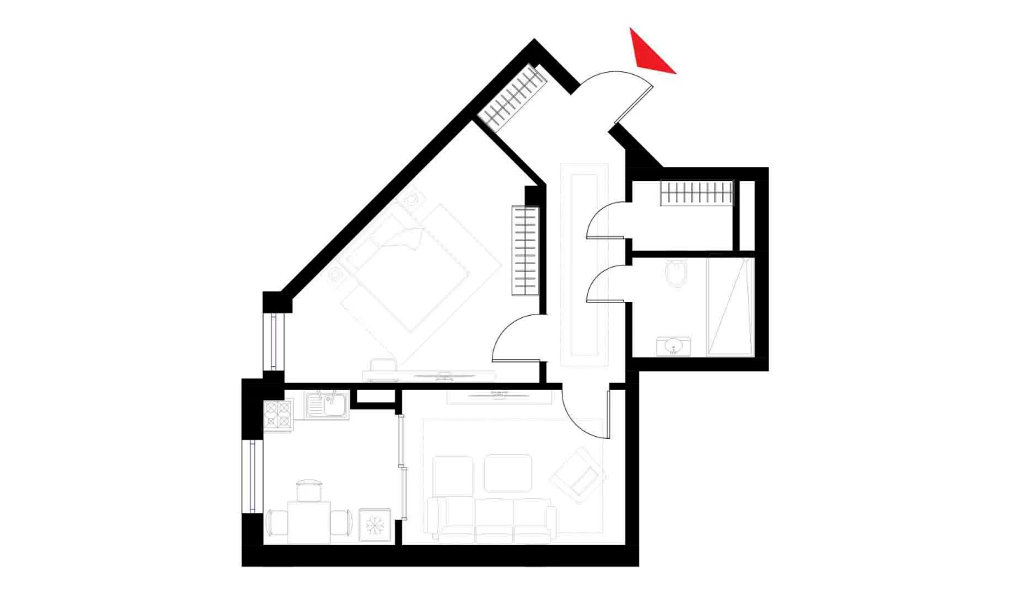 2-xonali xonadon 54.2 m²  4/4 qavat