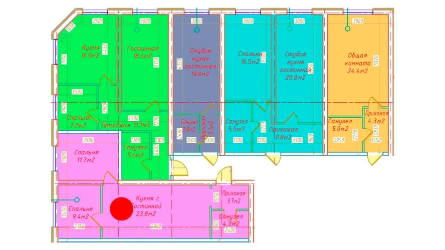 2-комнатная квартира 52.9 м²  1/1 этаж