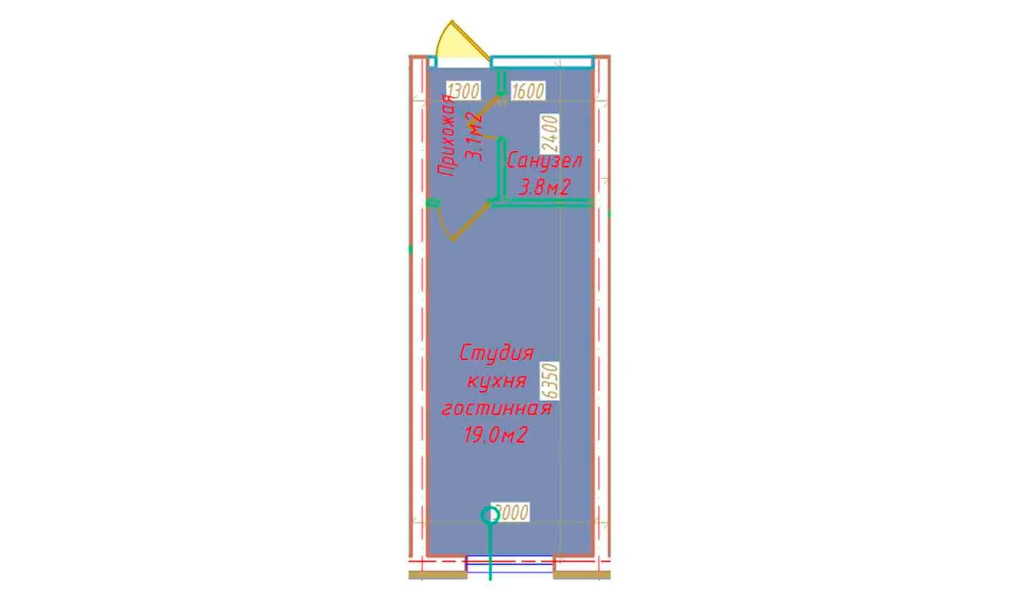 1-комнатная квартира 25.9 м²  1/1 этаж