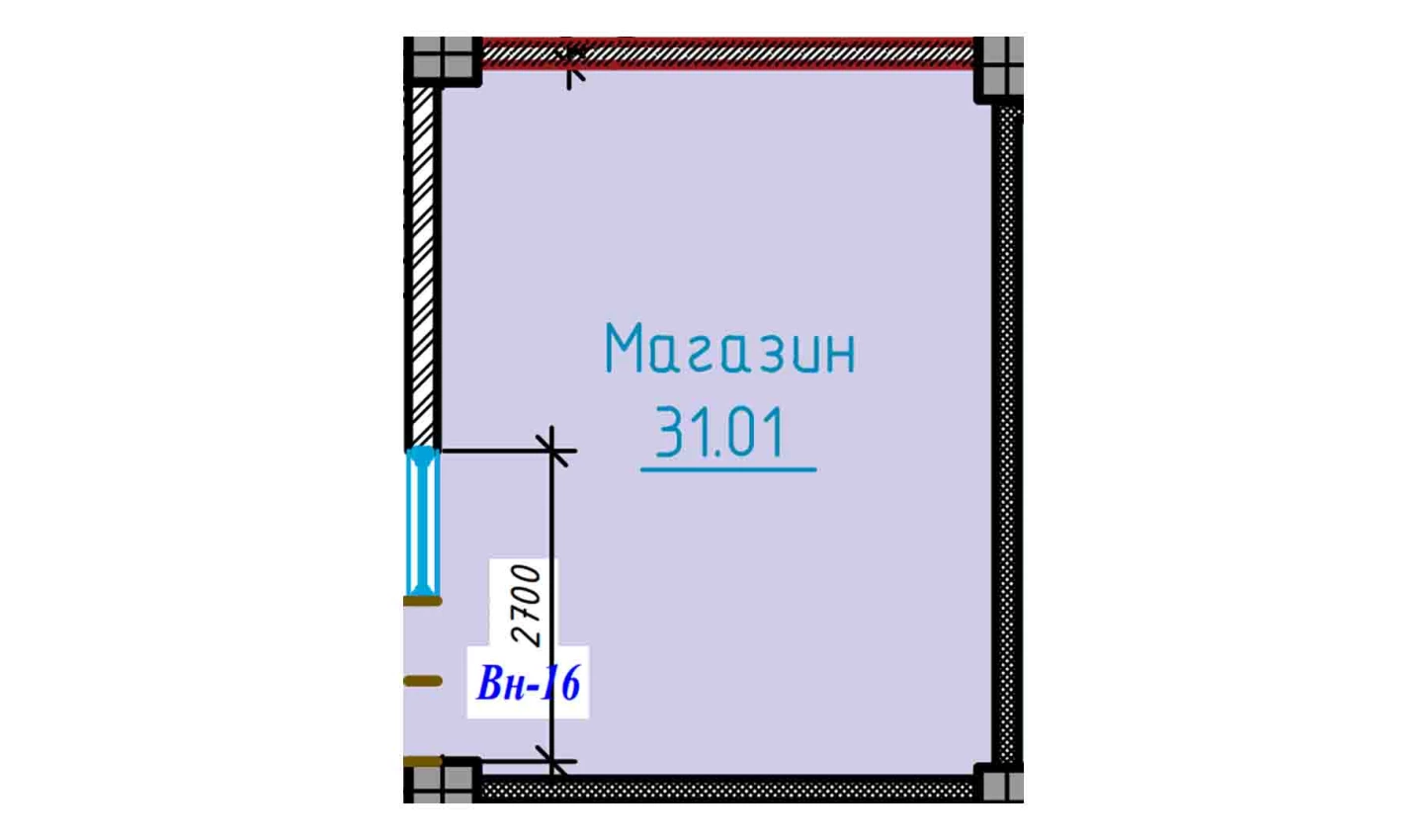 1-xonali xonadon 31.01 m²  1/1 qavat