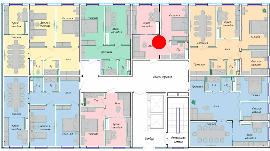 1-комнатная квартира 43.98 м²  1/1 этаж