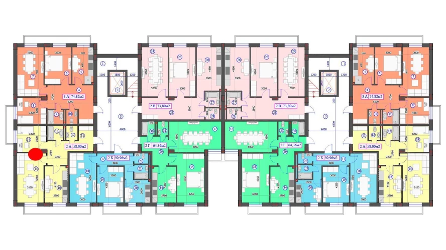 2-комнатная квартира 58 м²  0/0 этаж