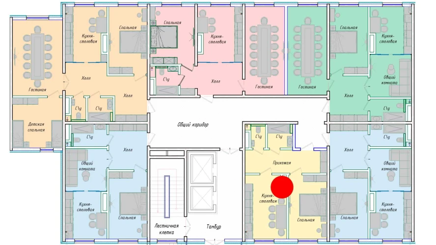 1-комнатная квартира 45.52 м²  1/1 этаж