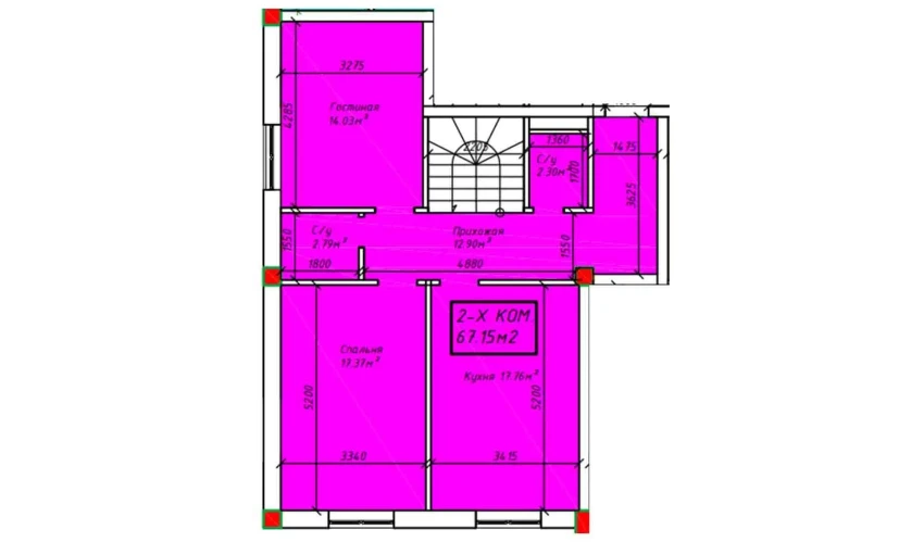 2-комнатная квартира 134.3 м²  1/4 этаж | Жилой комплекс SABZAVOT CITY