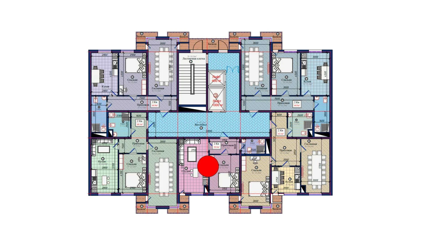 2-комнатная квартира 39.3 м²  3/3 этаж