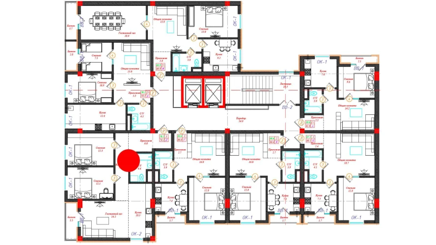 3-комн. квартира 74.2 м²  4/12 этаж | Жилой комплекс CHINARA PARK