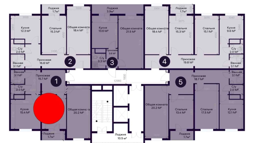 1-комнатная квартира 71.5 м²  4/4 этаж