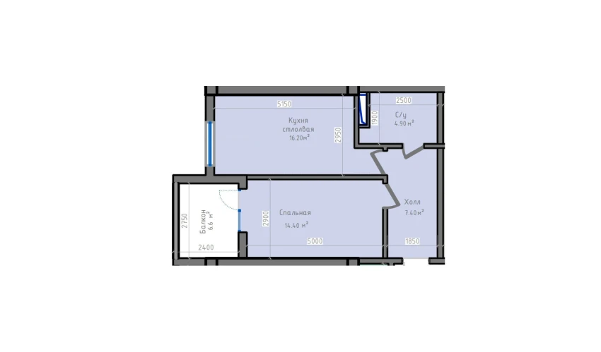 1-xonali xonadon 52.6 m²  6/13 qavat | ORZU SAROYI Turar-joy majmuasi