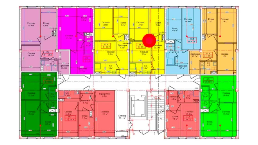 2-комнатная квартира 48.1 м²  1/1 этаж