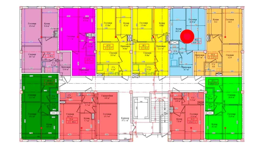 1-комнатная квартира 40.2 м²  1/1 этаж