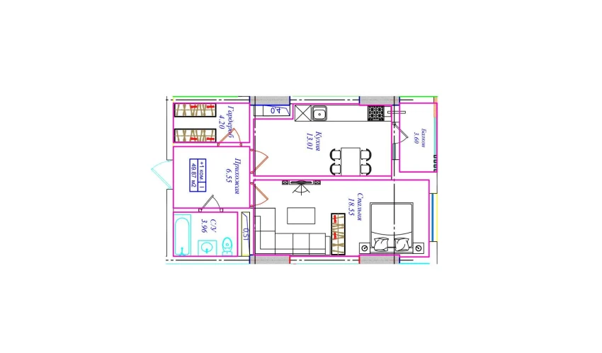 1-комнатная квартира 49.87 м²  6/17 этаж | Жилой комплекс UCHTEPA CITY