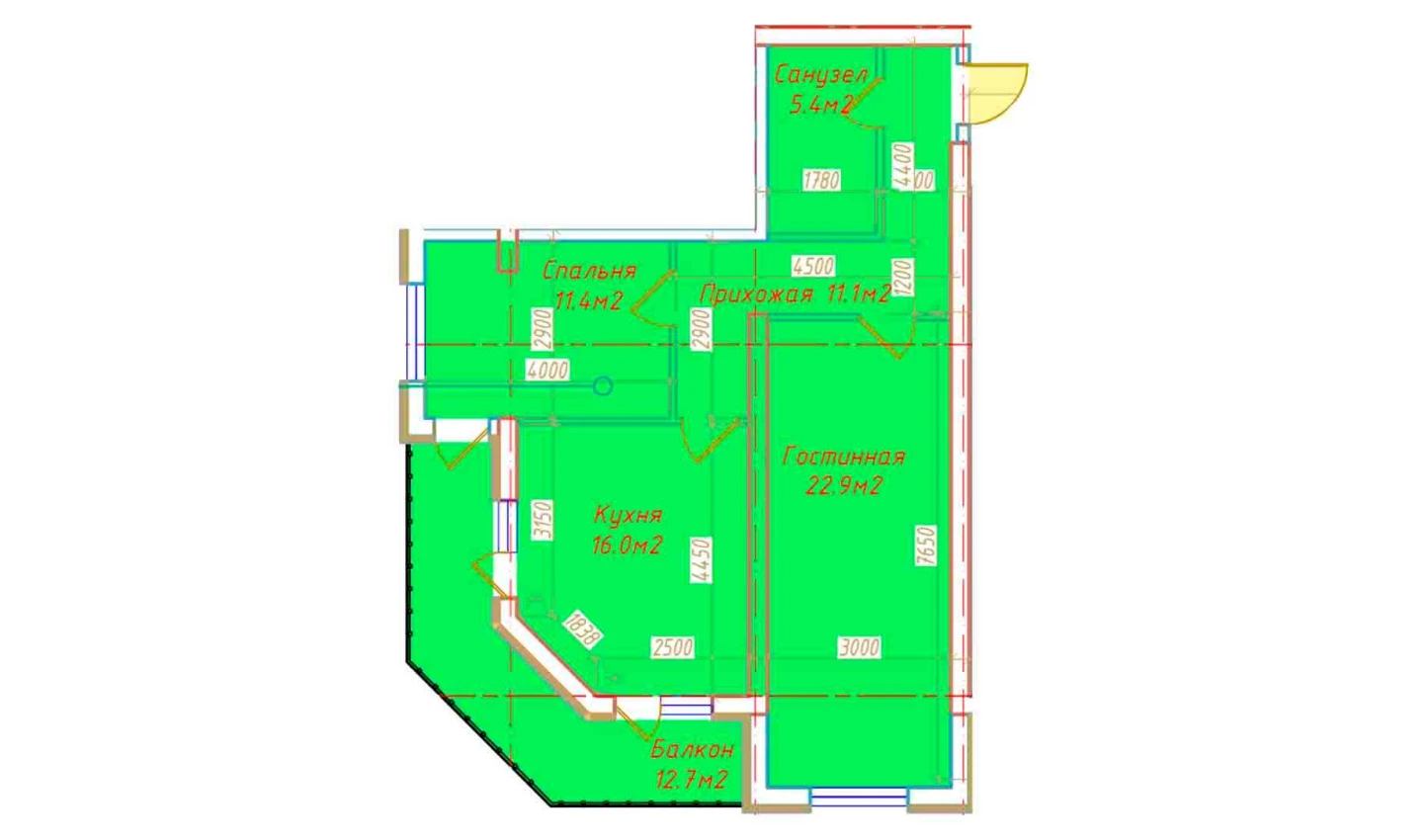 2-комнатная квартира 79.5 м²  2/2 этаж