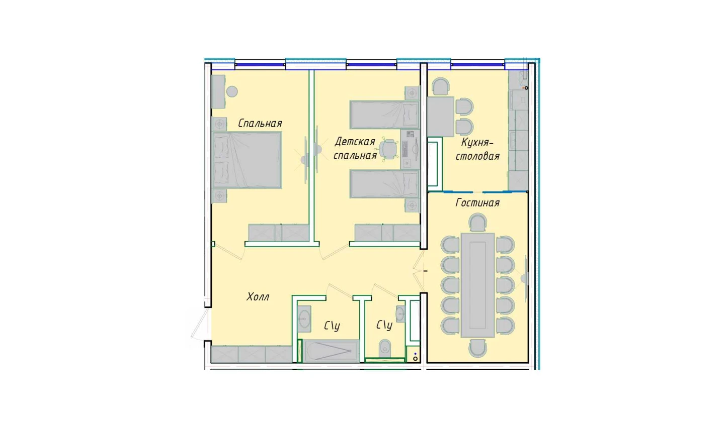 3-xonali xonadon 76.66 m²  1/1 qavat