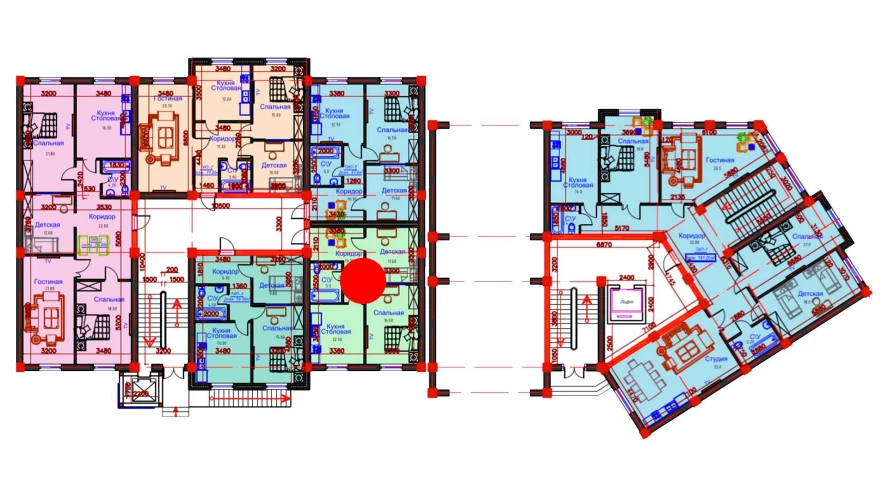 2-комнатная квартира 57 м²  1/1 этаж