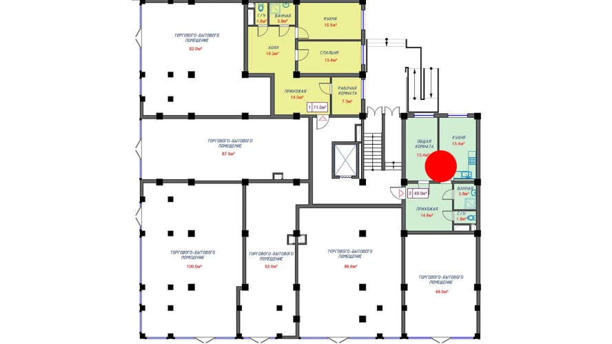 1-комнатная квартира 49 м²  0/0 этаж