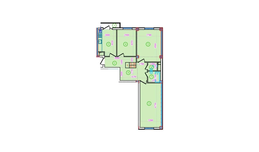 3-комнатная квартира 83.54 м²  7/9 этаж | Жилой комплекс Bog’zor