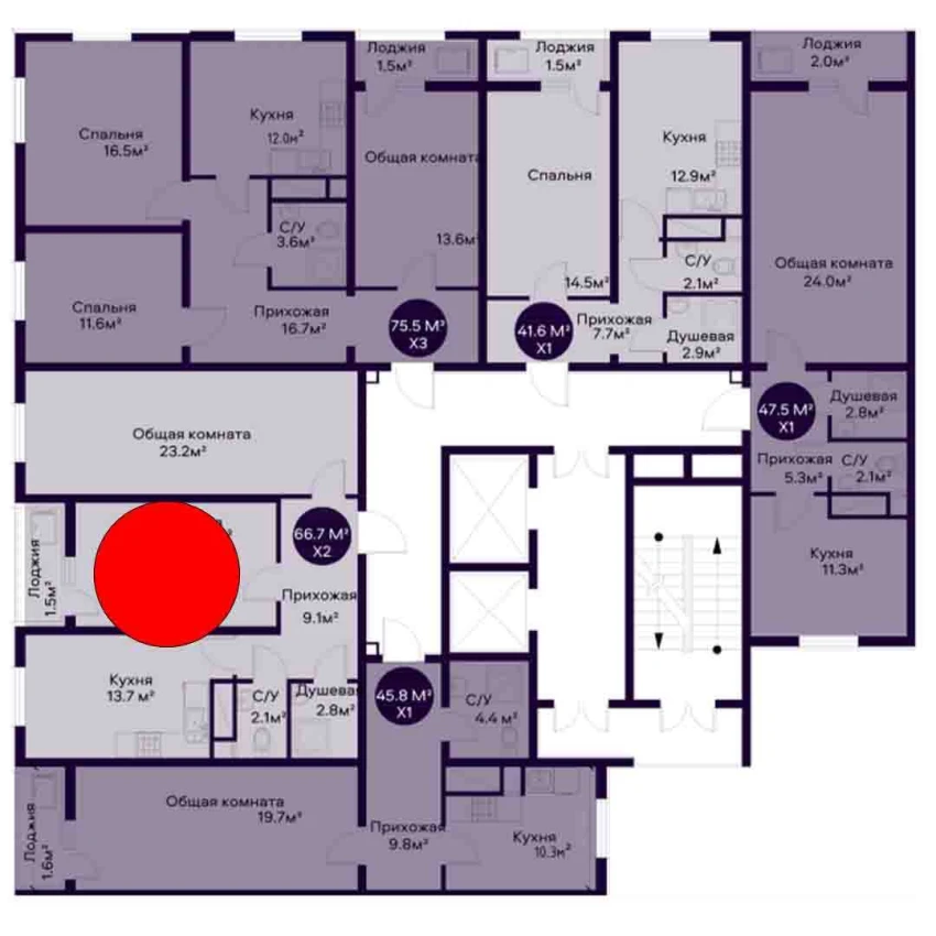 2-xonali xonadon 66.7 m²  7/9 qavat | YAQINLAR Turar-joy majmuasi