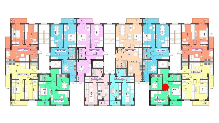 2-xonali xonadon 54.68 m²  5/5 qavat