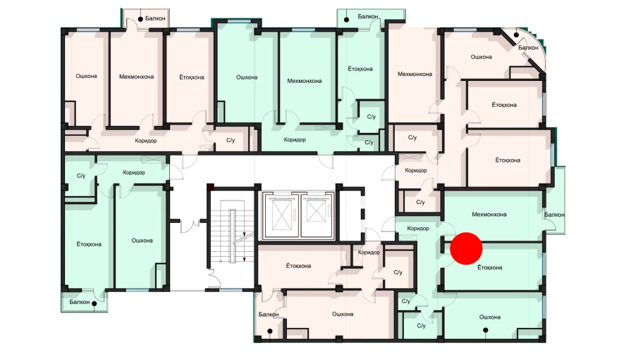 2-xonali xonadon 75.51 m²  12/12 qavat | SPUTNIK AVENUE Turar-joy majmuasi